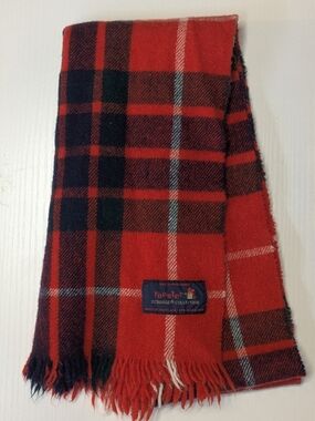Rooster Scarf Scrooge Collection Lambswool Vtg Red Tartan Wool Made In Scotland
